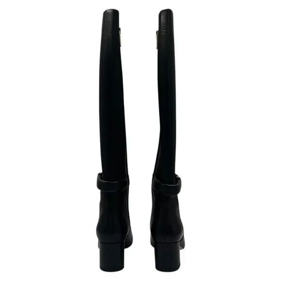 Bruno Magli Paula Leather Block Heel Tall Knee High Boots Black Size 36.5 US 6.5 - Picture 4 of 8